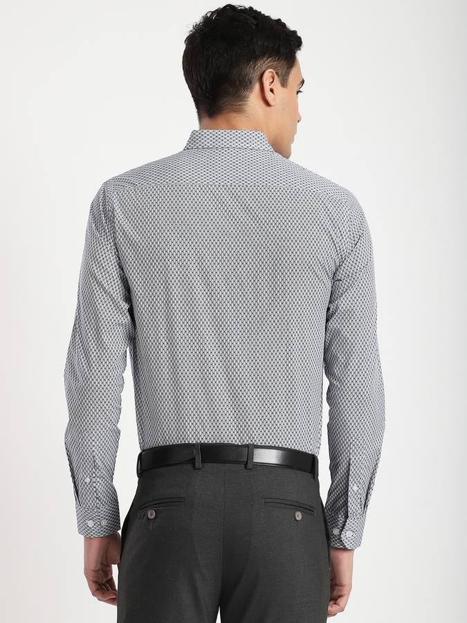 Men Polyester Blend Regular Fit Spread Collar Geometric Print Shirt