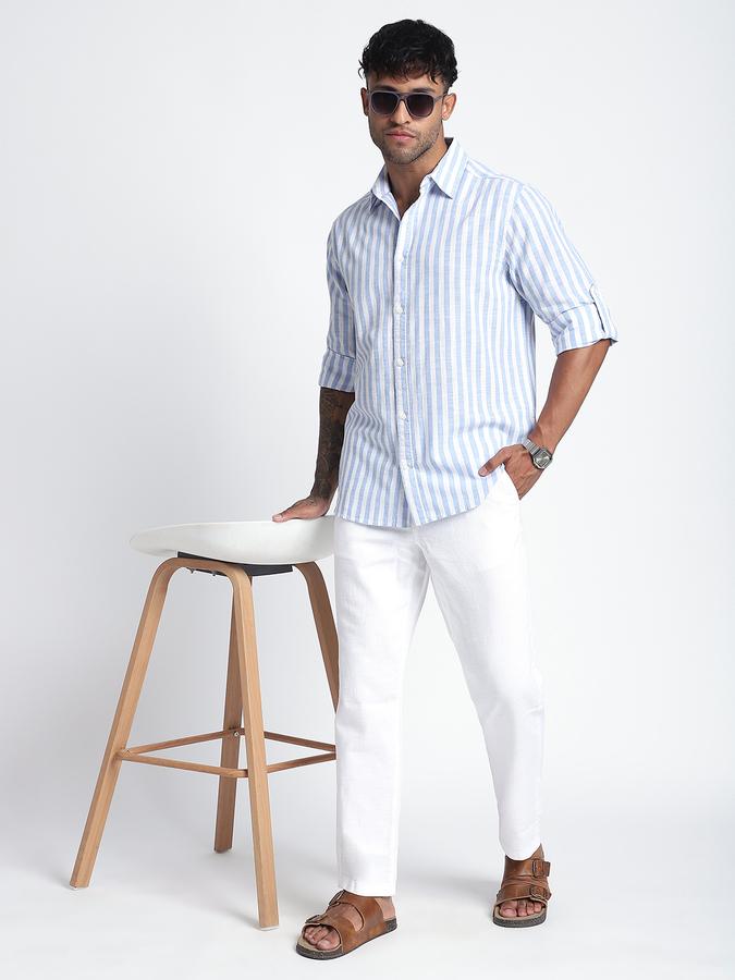 Men Cotton Regular Fit Button-Down Collar Striped Shirt