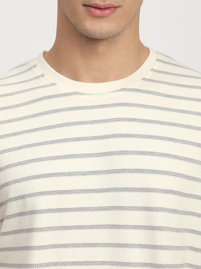 Men Polycotton Regular Fit Crew Neck Striped T-shirt