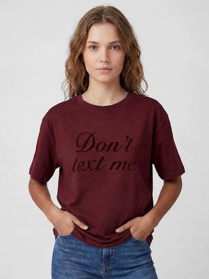 R&B Burgundy Graphic Print Women Round Neck Regular Fit Short Sleeves T-Shirt 