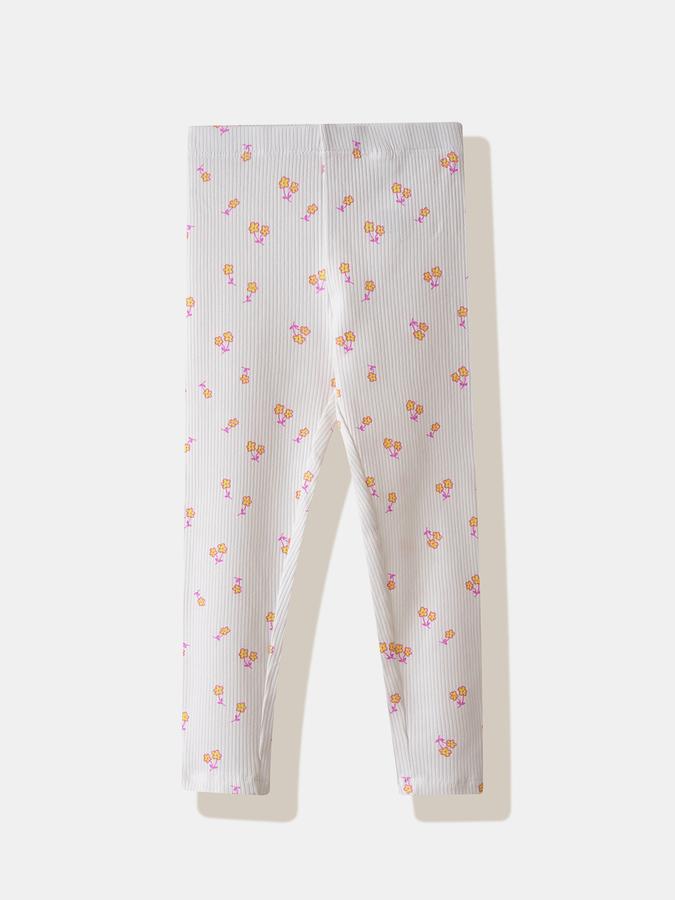 Girls Cotton Skinny Fit Elastic Waist Printed Leggings