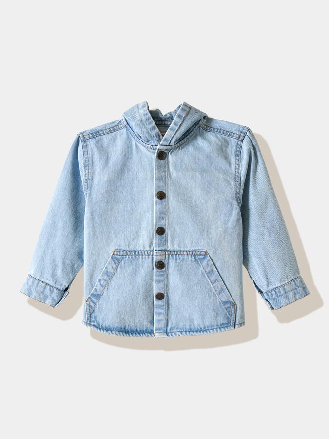 Boys Cotton Regular Fit Long Sleeve Hooded Shirt