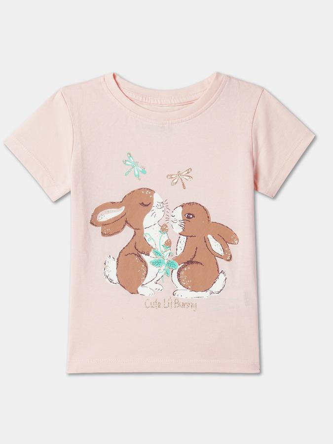 Girls Graphic Print Regular Fit Round-Neck T-Shirt image number 0