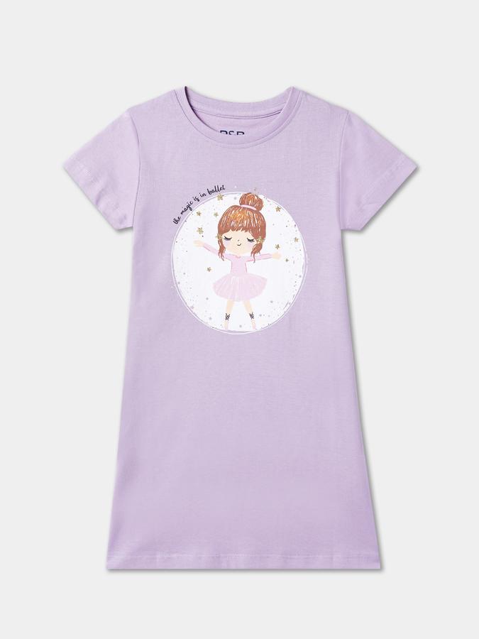 Girls Graphic Print Round-Neck Nightshirt image number 0