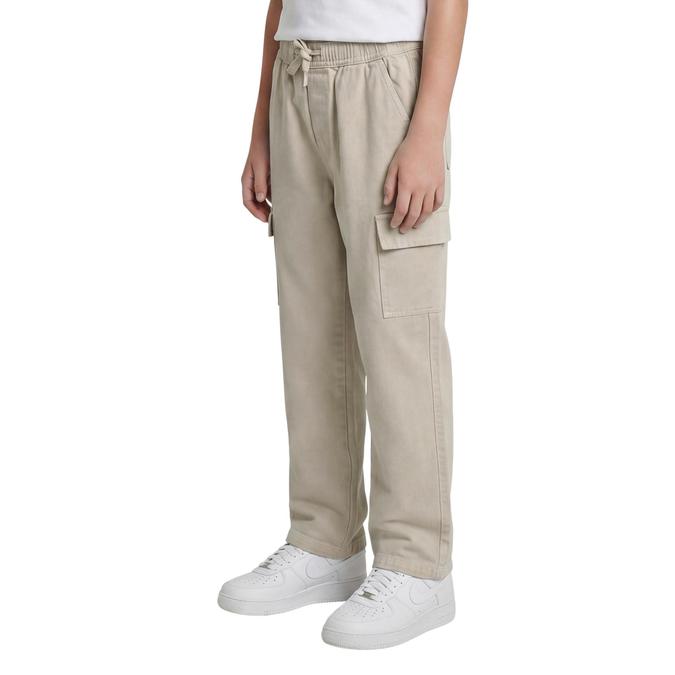 R&B Beige Solid Boys Regular Fit Cargo Styles Trousers