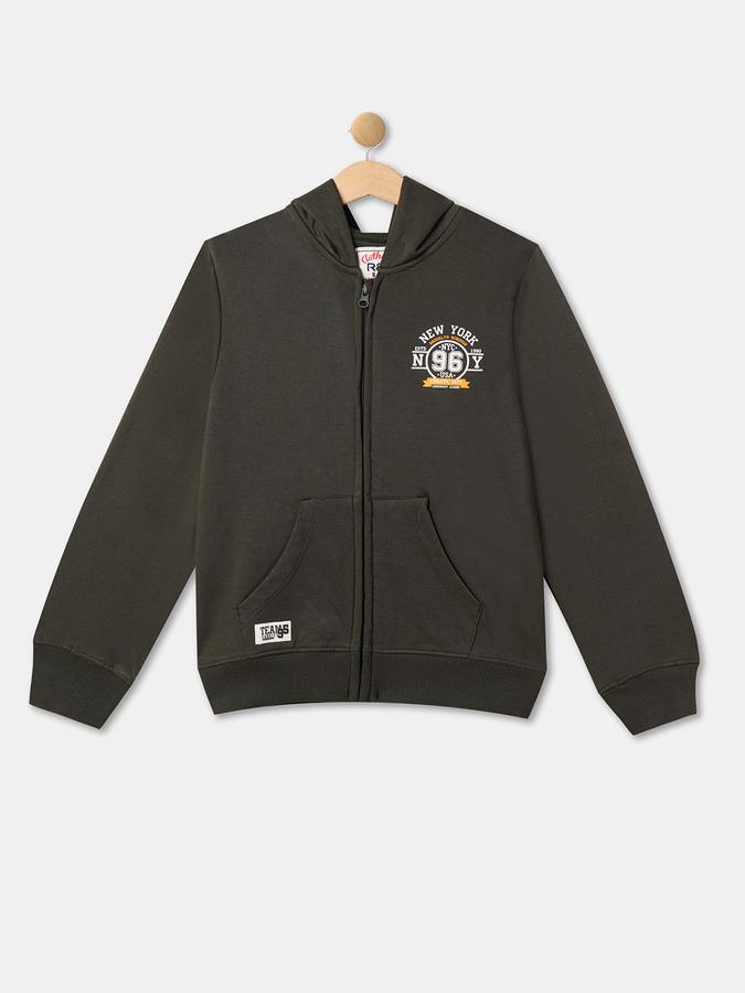 Boys Cotton Hooded Zip Up Graphic Print Jacket