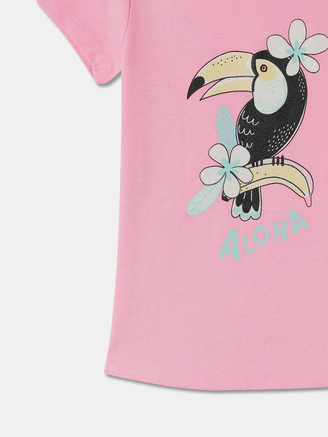 Girls Graphic Print Regular-Fit Round-Neck T-Shirt image number 3