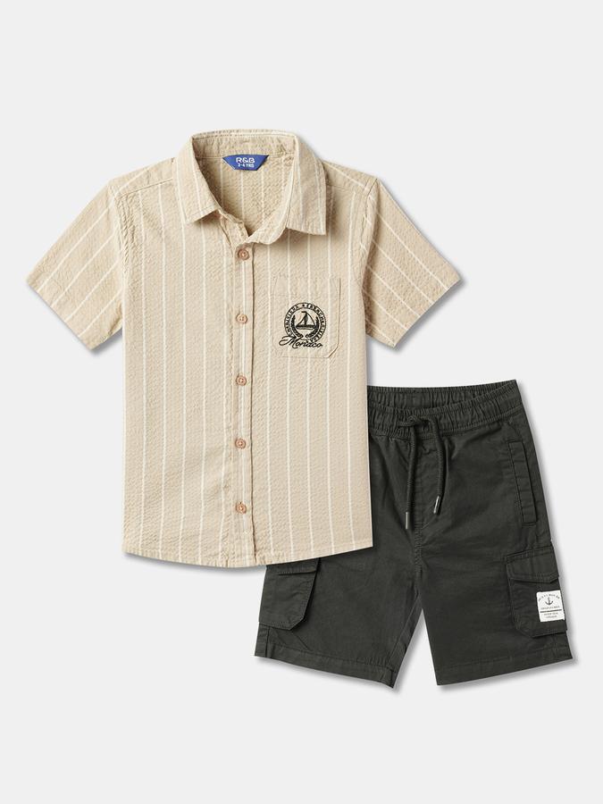 Boys Striped Shirt with Shorts Fashion Set