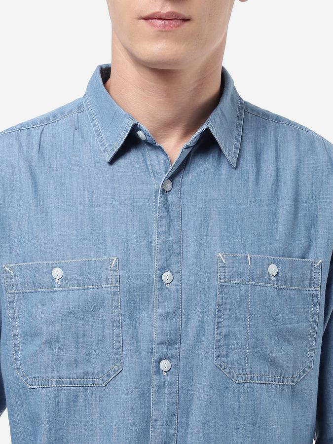 R&B Blue Men Casual Shirts image number 3