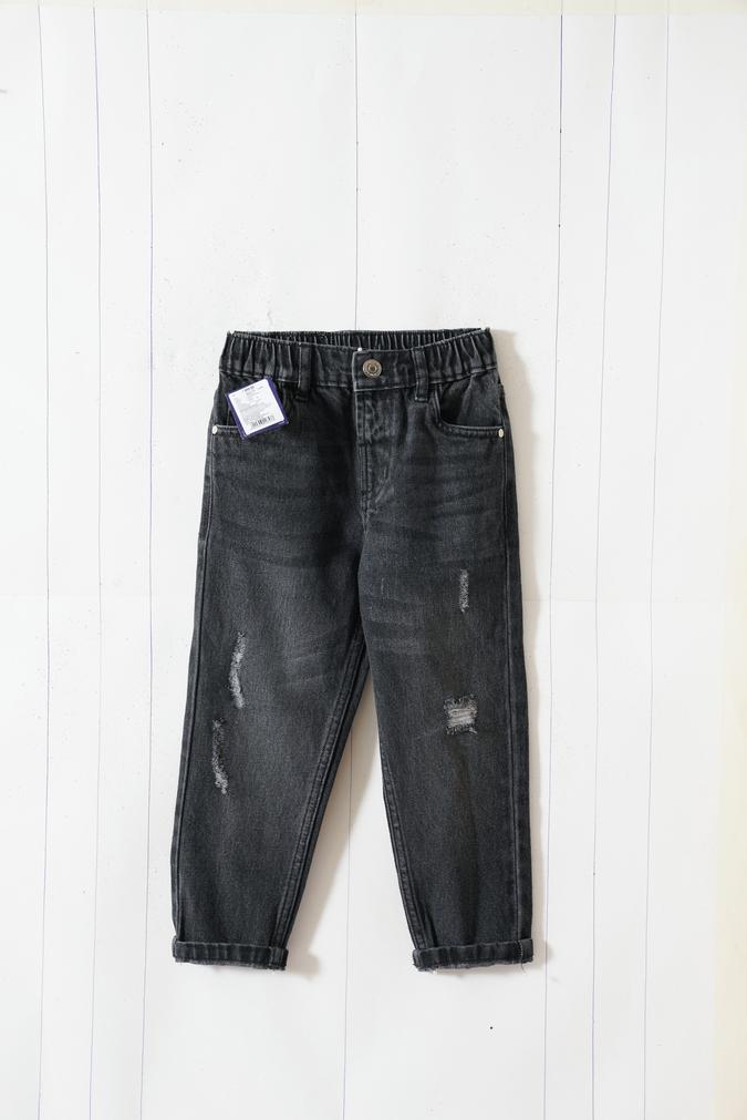 Boys Cotton Regular Fit Elastic Waist Distressed Jeans