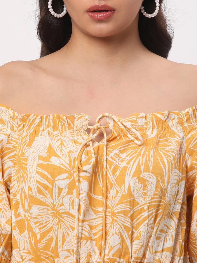 Women Cotton Tropical Printed Fit And Flare Ethnic Dress