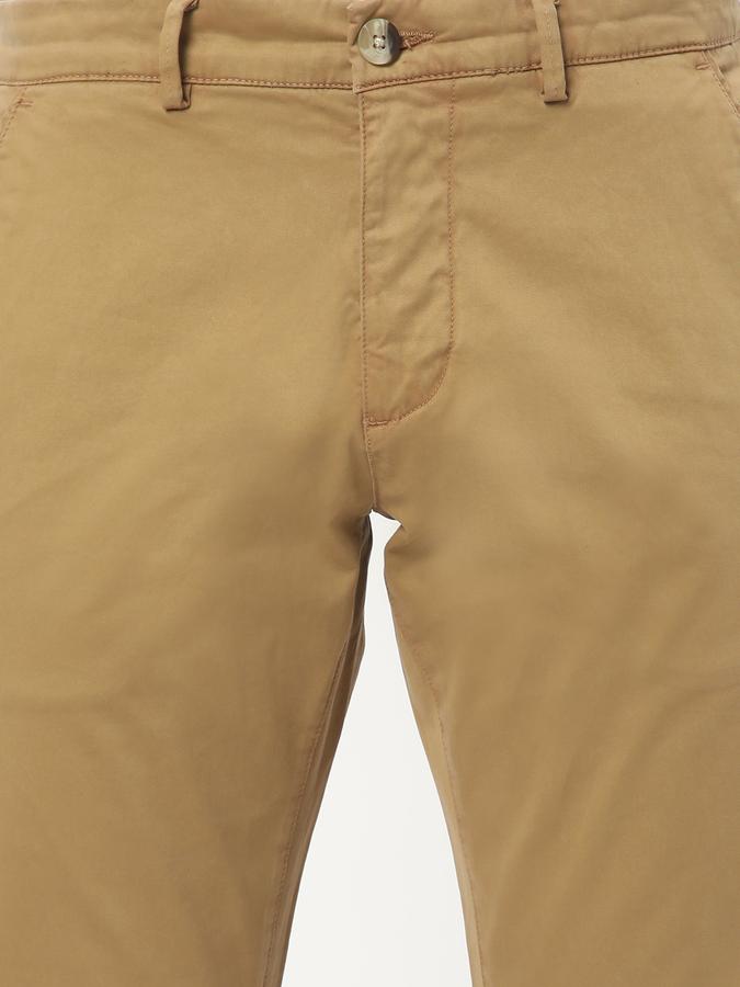 Men Cotton Slim Fit Flat Front Solid Trousers