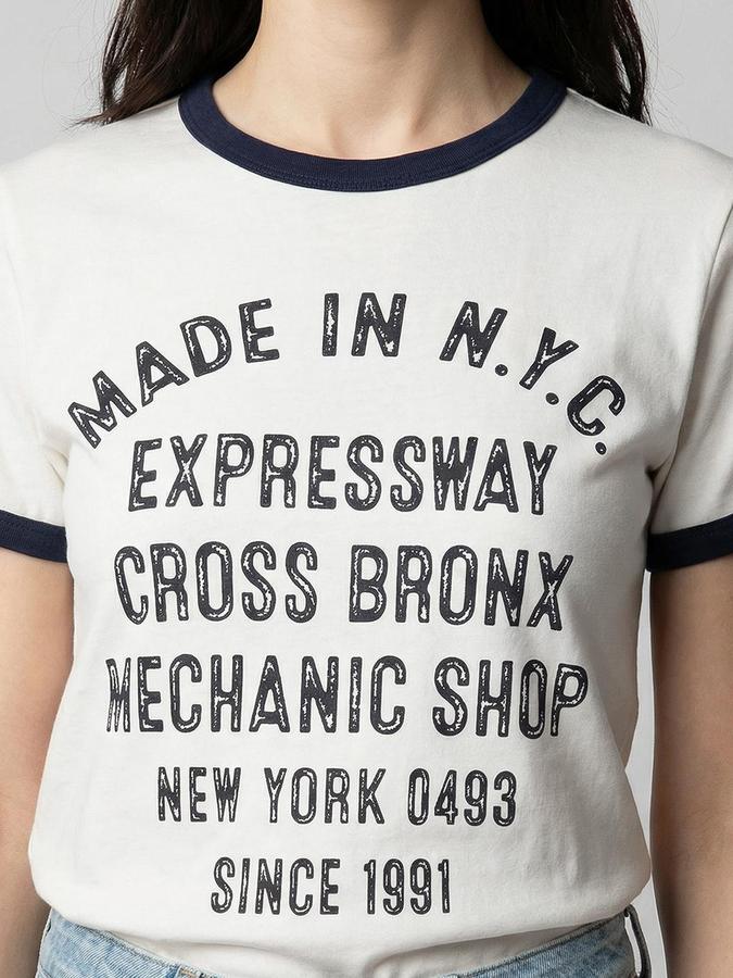 R&B Beige Printed Women Regular Fit Tshirt