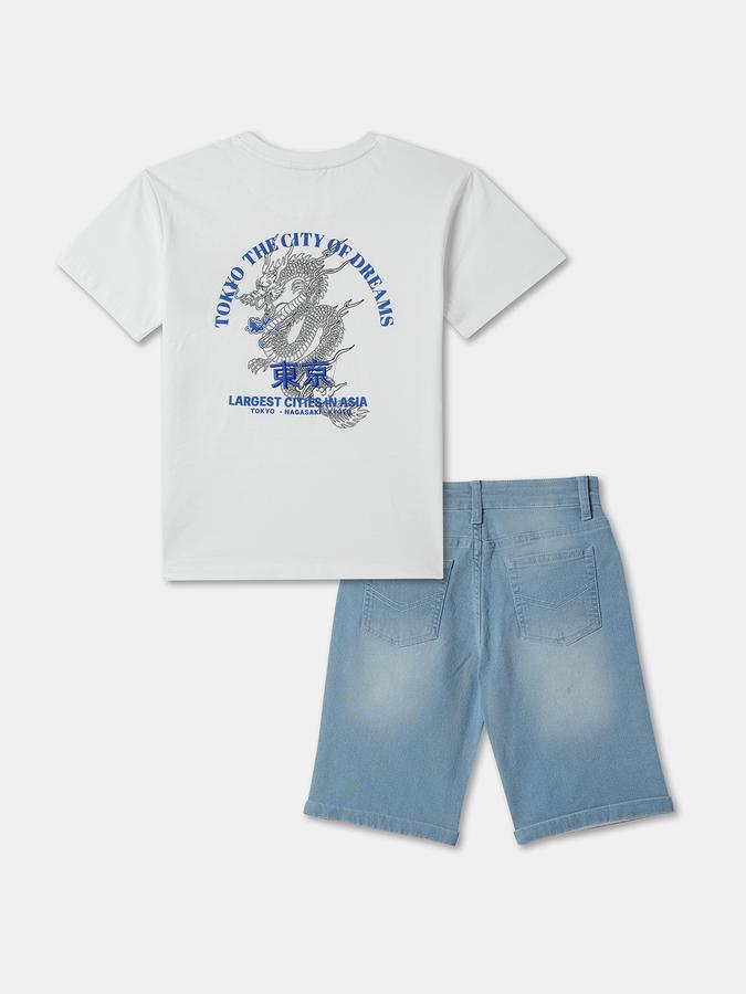 Boys Typographic Print T-Shirt & Shorts Set image number 1