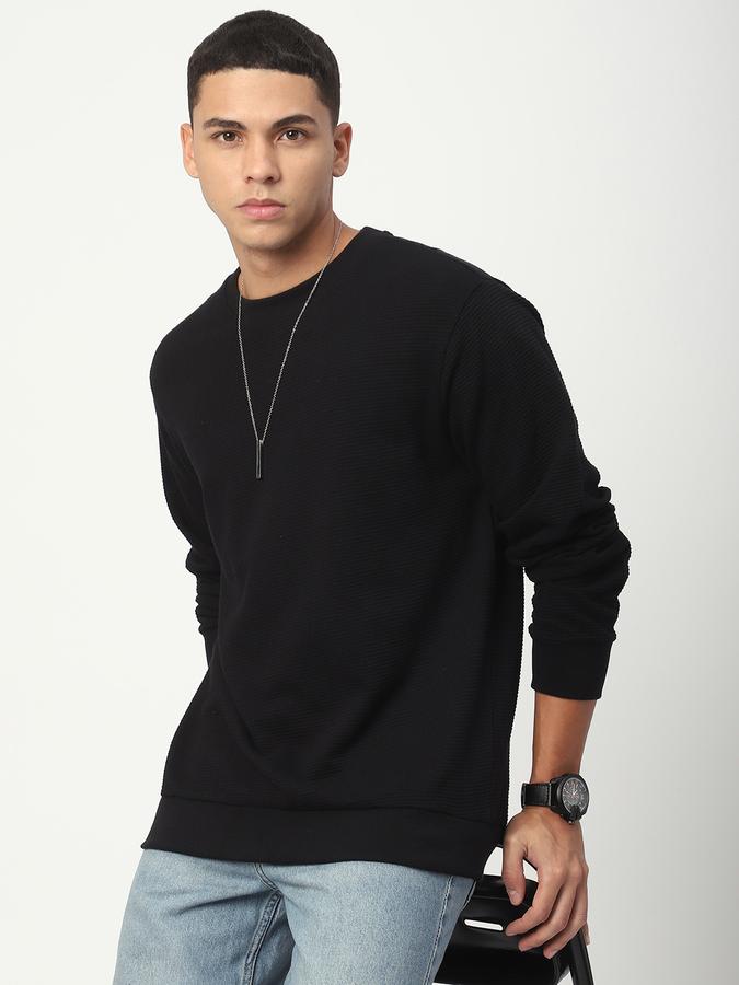 Men Cotton Regular Fit Crew Neck Solid Sweatshirt