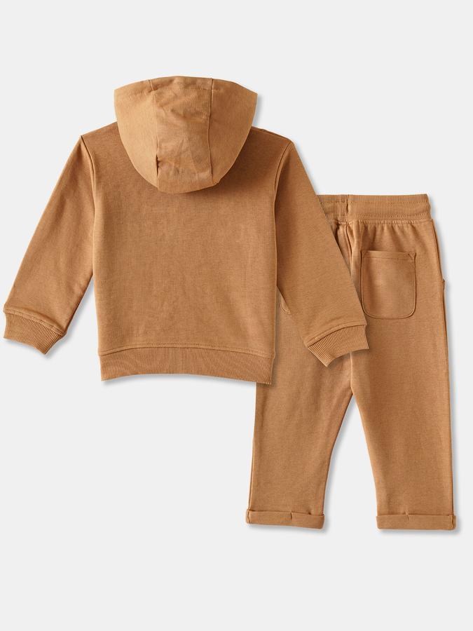 Boys Cotton Embroidered Hoodie And Drawstring Trousers Set