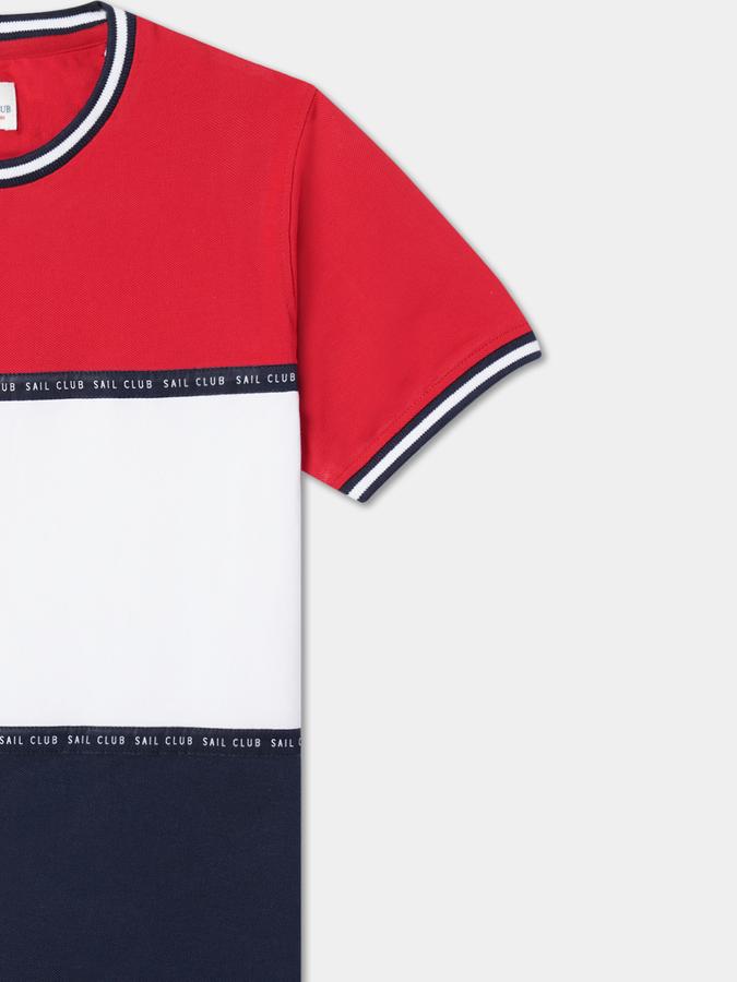Boys Colourblock Round-Neck Relaxed Fit T-Shirt image number 2