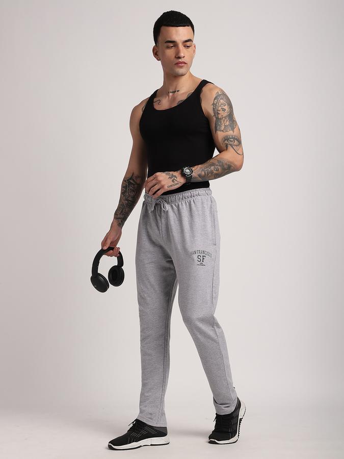 Men Cotton Regular Fit Drawstring Waist Open Hem Trackpants