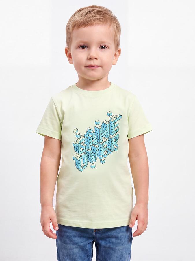 R&B Boys Limegreen Short Sleeve Round Neck Typography Graphic Print T-Shirt