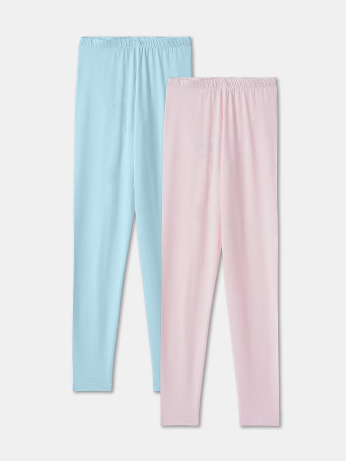 Girls Blend Solid Full Length Mid Rise Legging