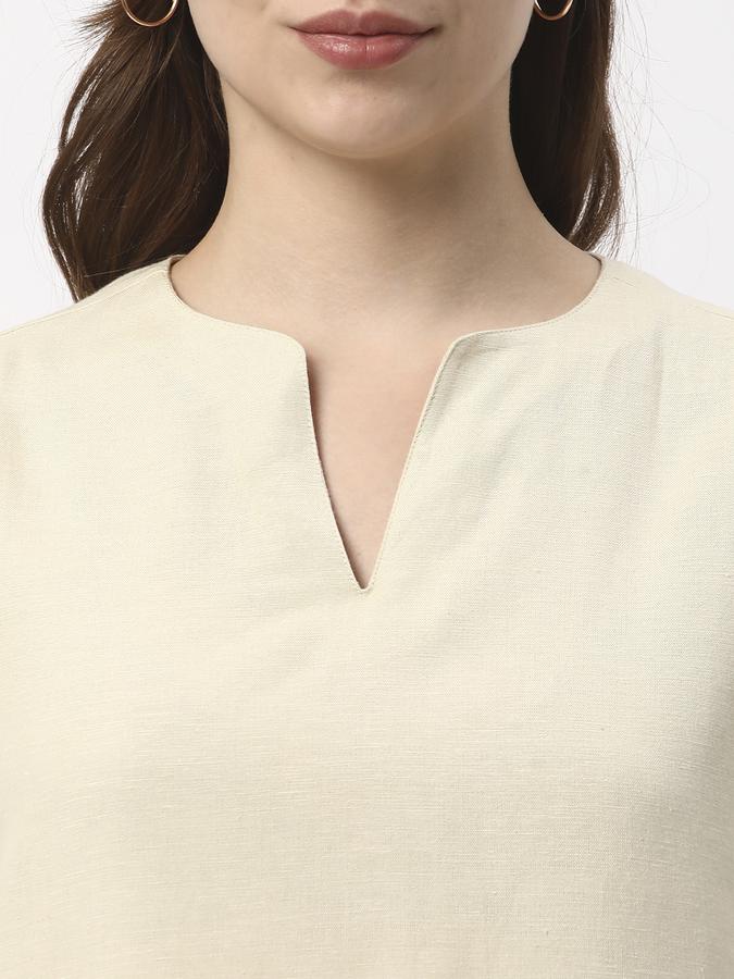 Women Viscose Relaxed Fit V-Neck Solid Top