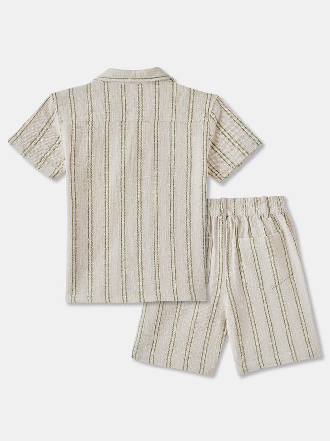 Boys Striped Short Sleeve Shirt with Shorts Fashion Set
