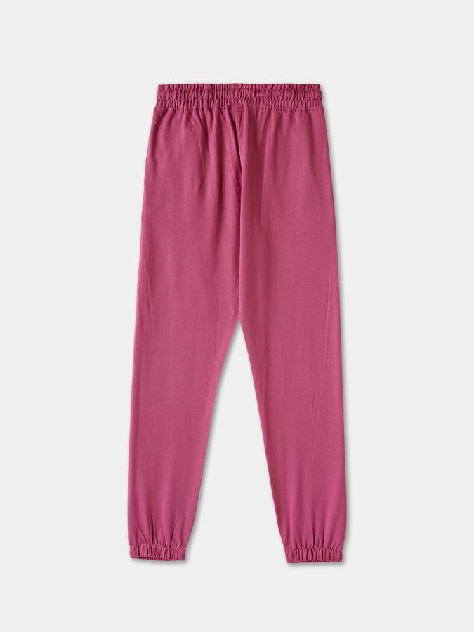 Girls Cotton Tapered Fit Drawstring Waist Cuffed Hem Joggers