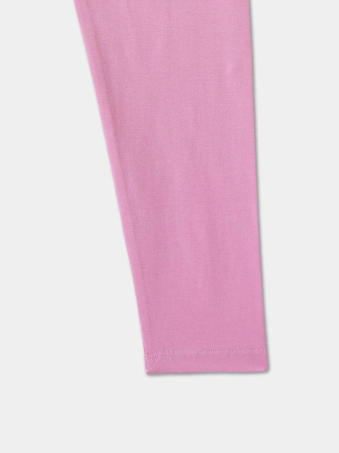 Girls Cotton Blend Skinny Fit Elastic Waist Solid Leggings