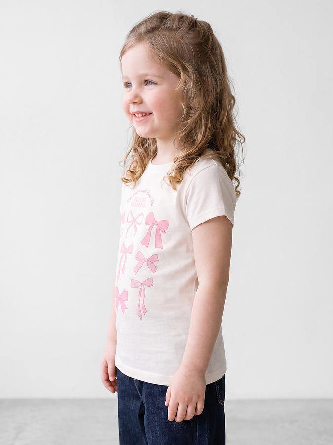 R&B Girls White Glitter Graphic Short Sleeves Tshirt