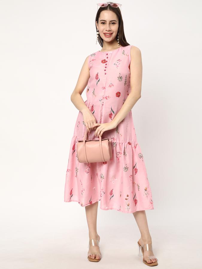 Women Polyester Printed Tiered Ethnic Dress