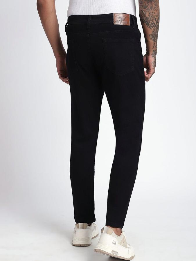 R&B Men Black Carrot Fit Mid-Rise Jeans