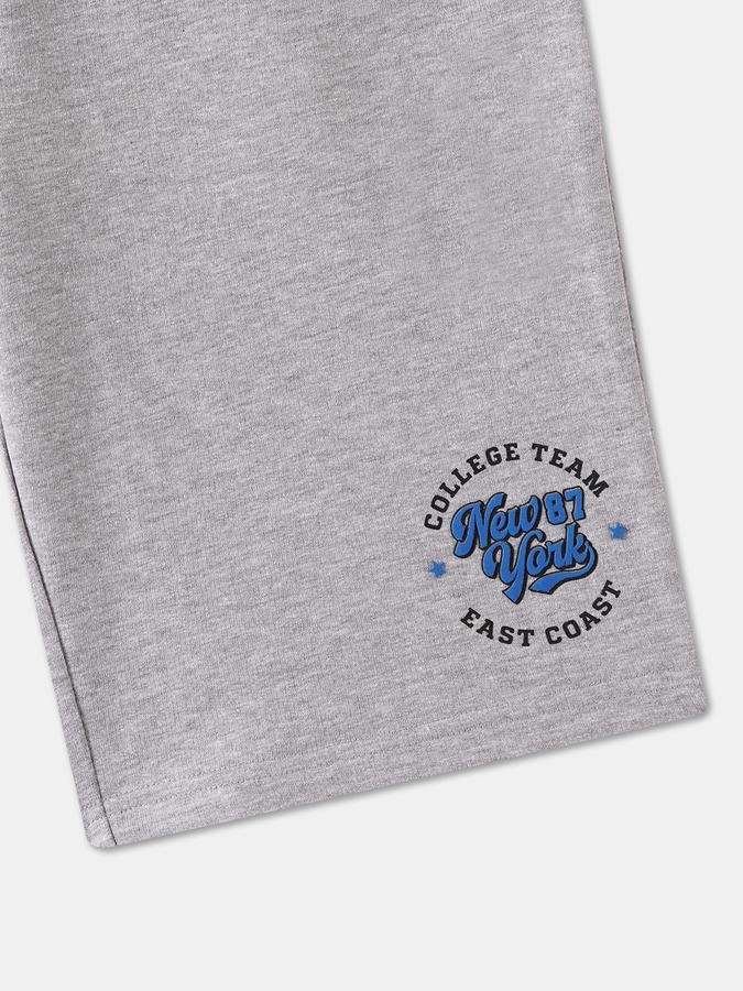 Boys Cotton Graphic Print Drawstring Waist Clean Hem Shorts