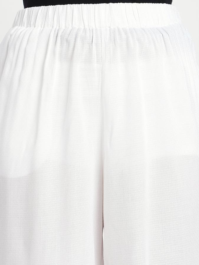 Women Viscose Wide Leg Mid Rise Solid Pants