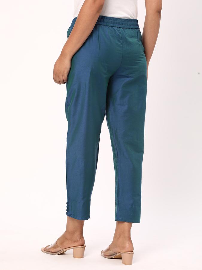 R&B Women's Solid Ankle Length Slim Fit Pant With Potli Button image number 2