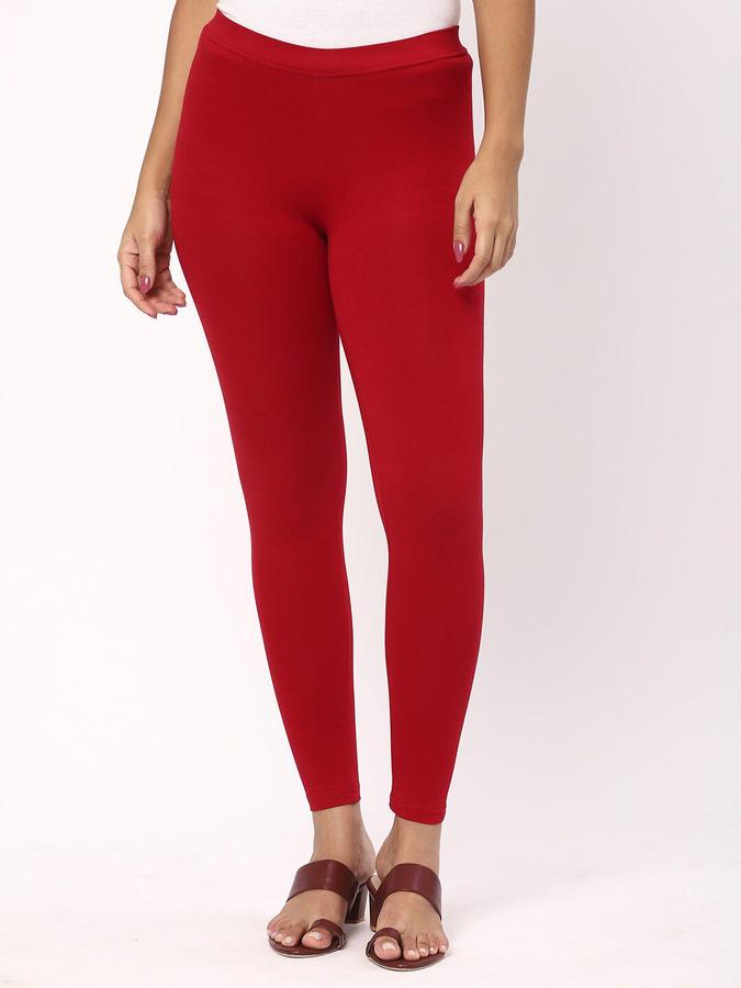 R&B Women Red Solid Leggings