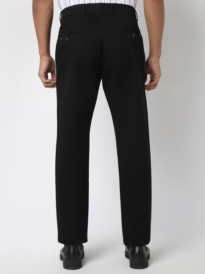 Men Cotton Slim Fit Flat Front Solid Trousers
