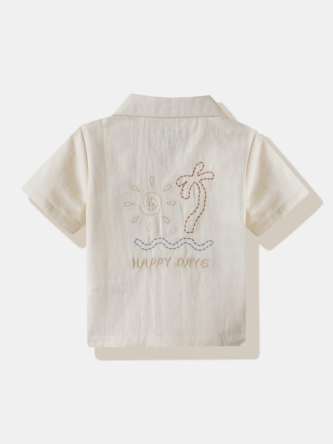 Boys Cotton Regular Fit Short Sleeve Embroidered Shirt