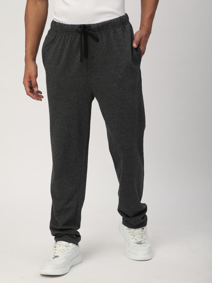 Men Cotton Regular Fit Drawstring Waist Open Hem Trackpants