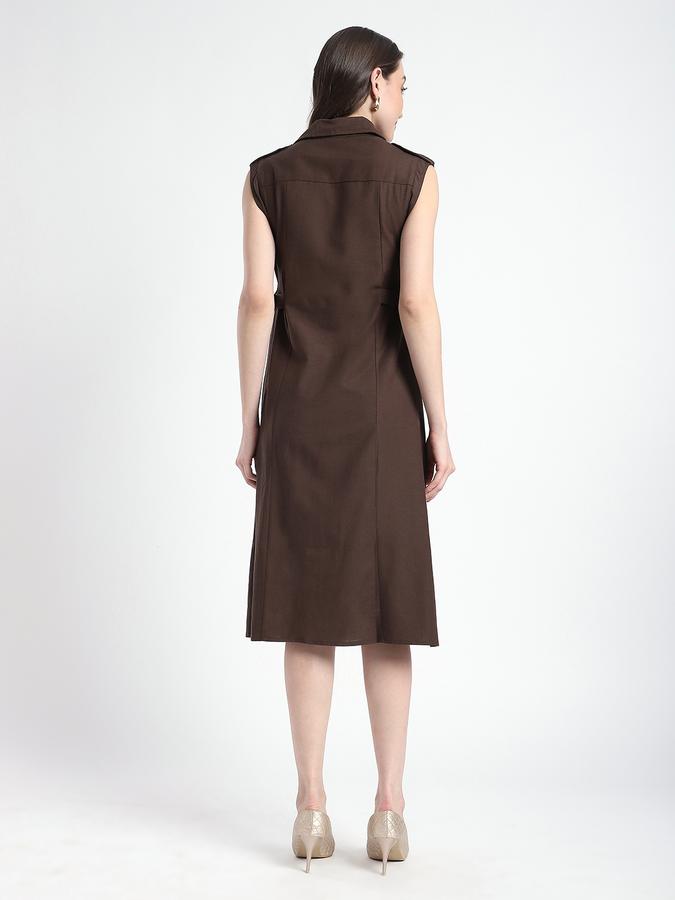 Women Cotton Shirt Midi Solid Dress