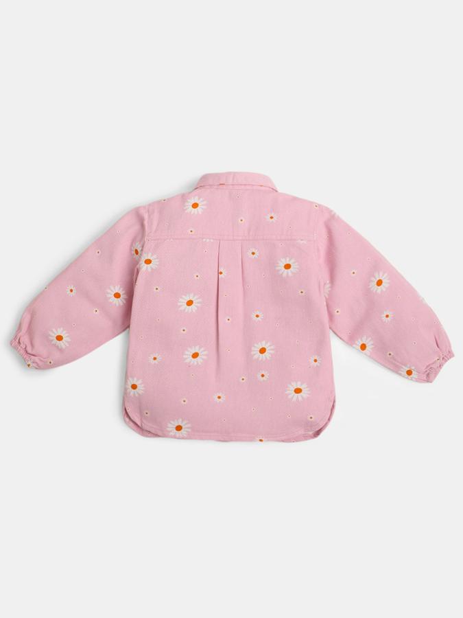 Girls Floral Print Shirt with Patch Pocket image number 1