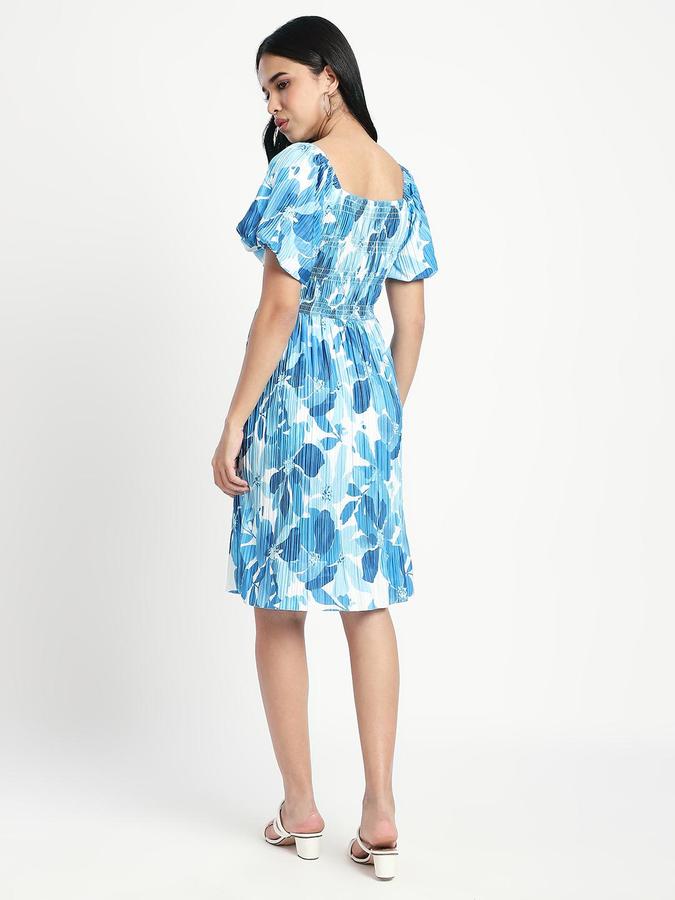 R&B Blue Printed Women Regular fit Dress