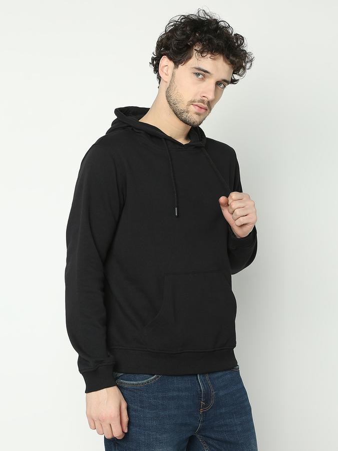 Men Fleece Regular Fit Hooded Solid Sweatshirt