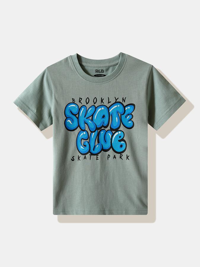 Boys Cotton Regular Fit Crew Neck Graphic T-shirt