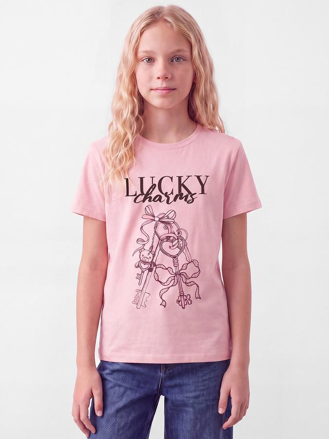 R&B Girls Pink Graphic Printed  Short Sleeves Pure Cotton T-shirt