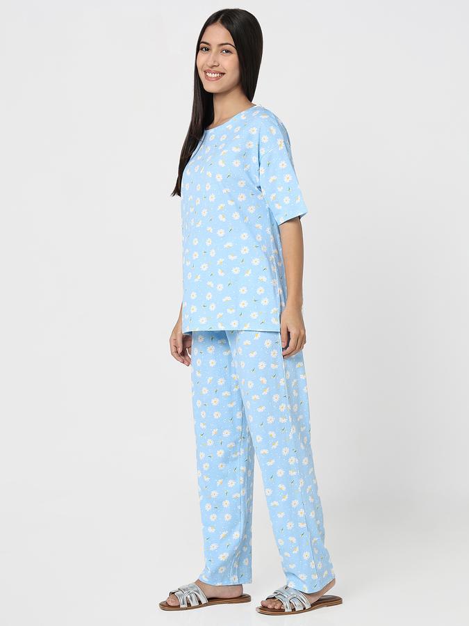 Women Cotton Slim Drawstring Printed Pajama Pants