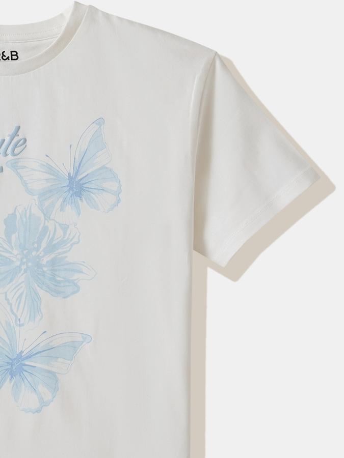 Girls Cotton Regular Fit Crew Neck Graphic T-shirt