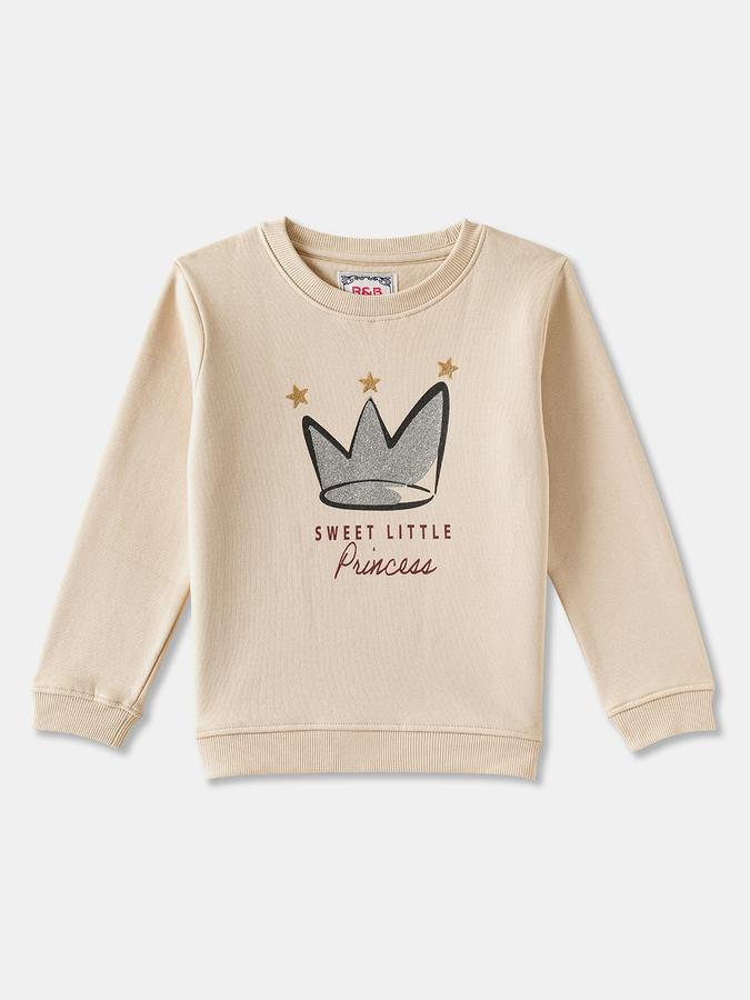 R&B Girls' Beige Printed Sweatshirt