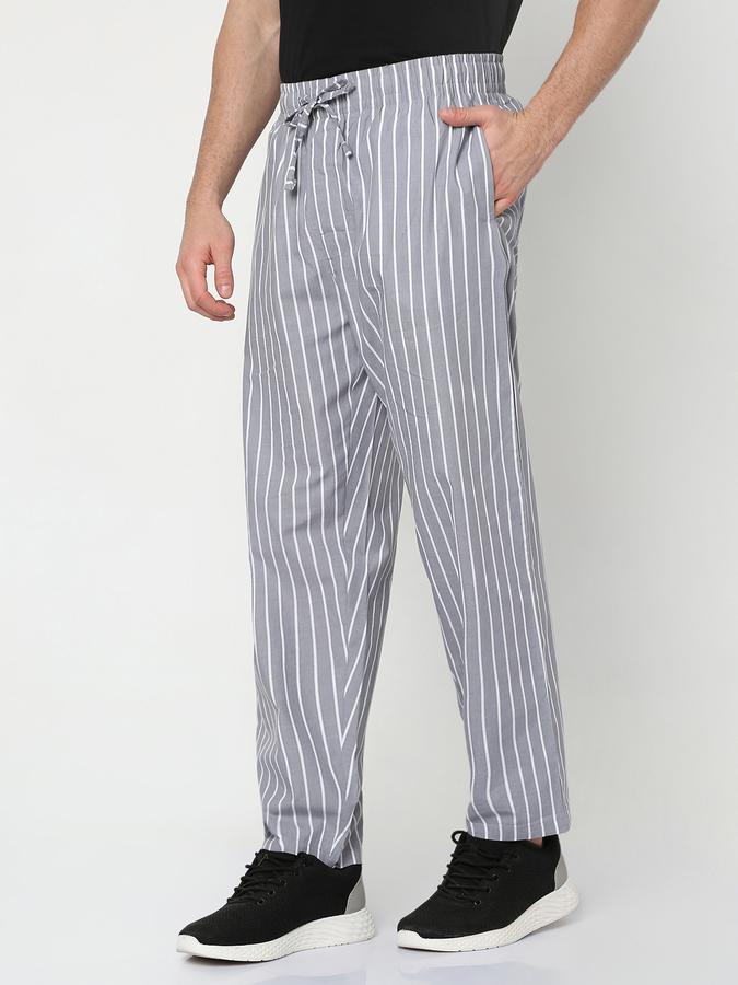 R&B Men Striped Straight Track Pants with Drawstring Waist image number 1