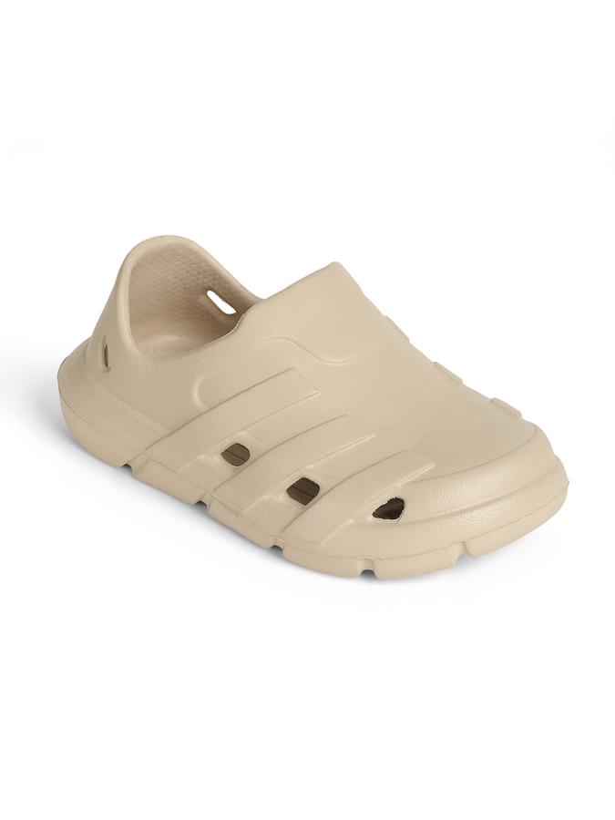 R&B Beige Solid Slip On Girls Clogs