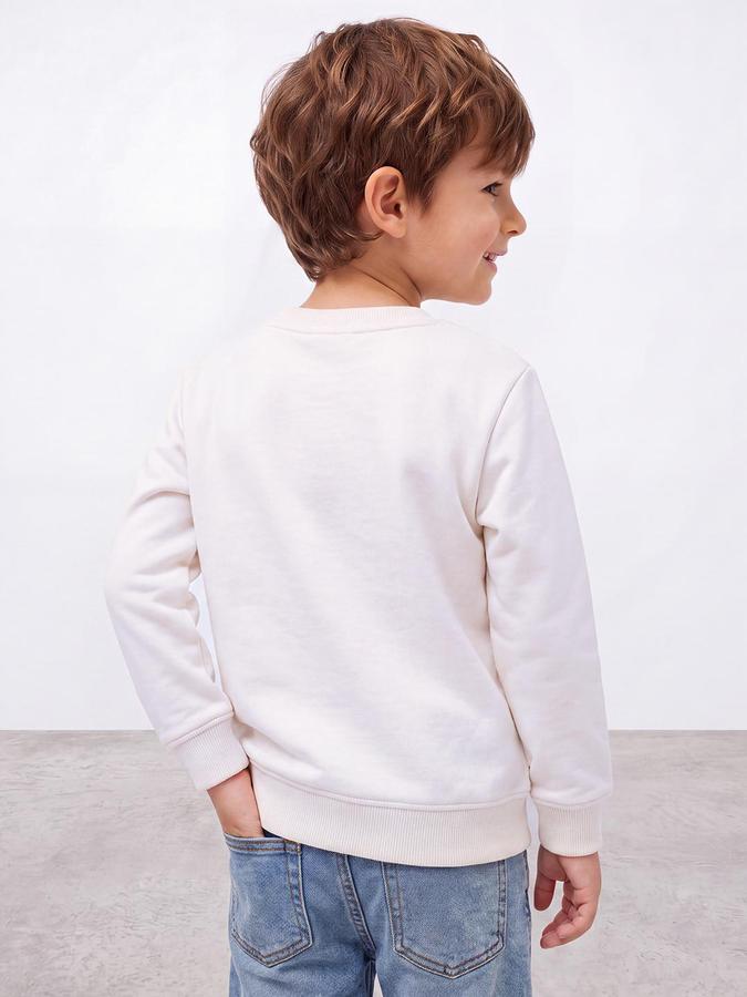 R&B Boys Ivory Bold Graphic Round Neck Long Sleeves Regular Fit Sweatshirt